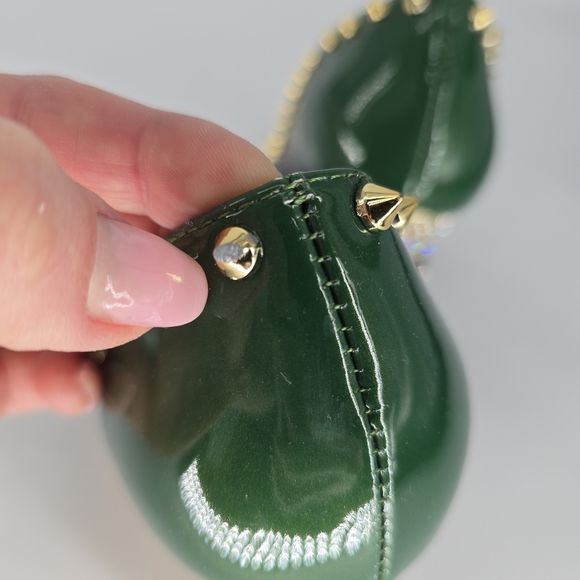 FSJ Women Bridal Pointed Toe Chunky Block High Heel Crystal Pumps Slip on 7 - Picture 8 of 11